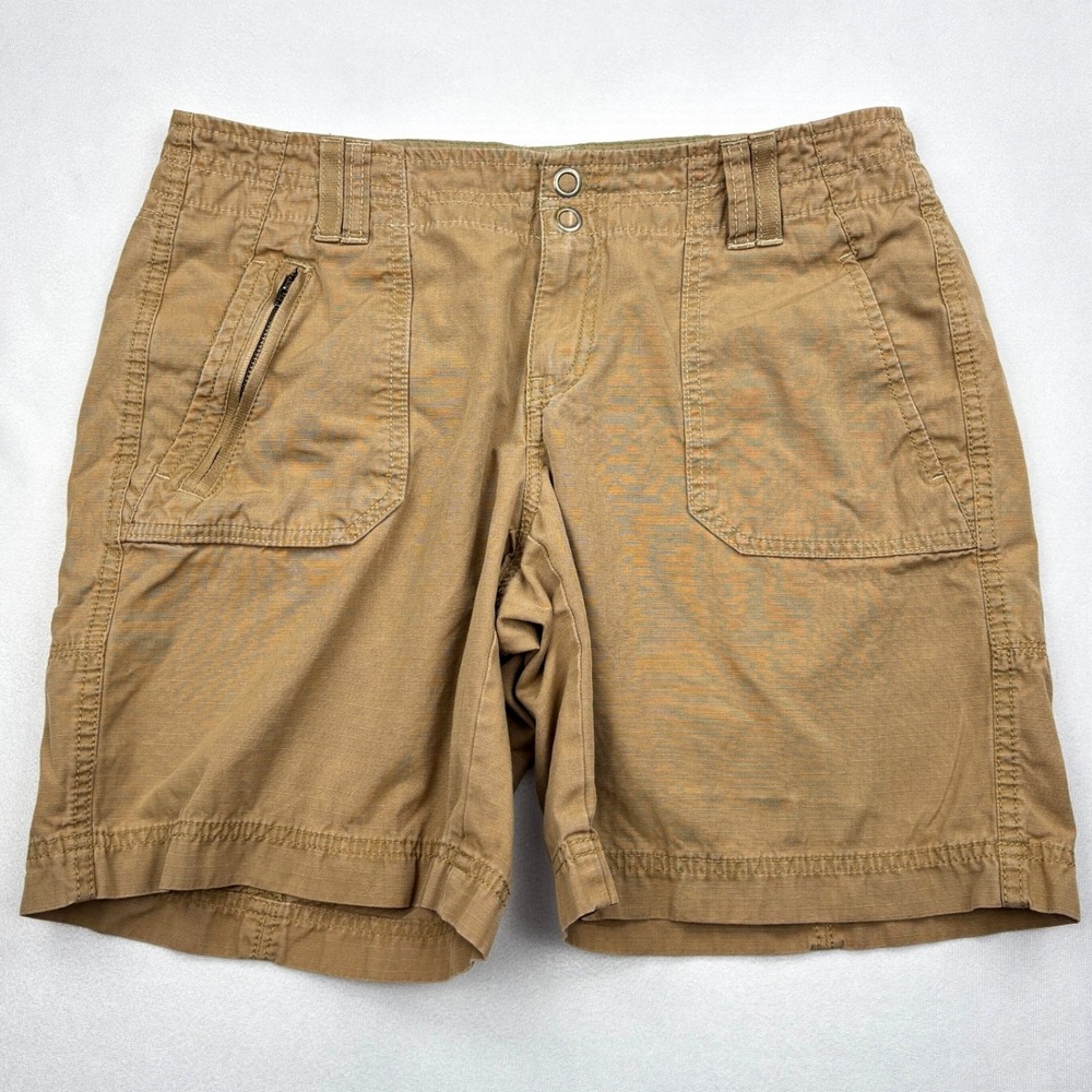 Eddie Bauer Womens 6 Tan Brown 100 Cotton Ripstop Cargo Hiking Shorts 7 Inseam 6